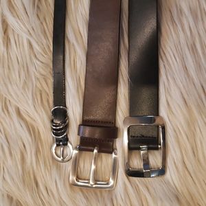 Three Genuine Leather Belts